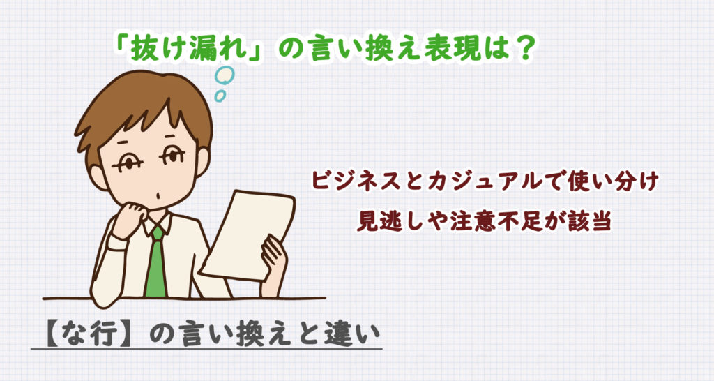 抜け漏れの言い換え表現は？ビジネス・カジュアル別に解説！