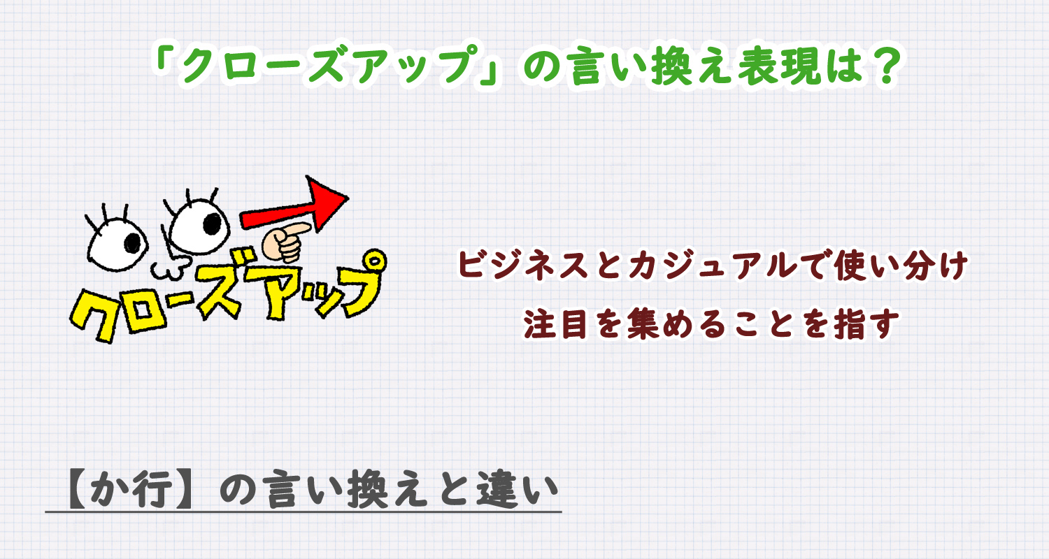 クローズアップの言い換え表現は?ビジネス・カジュアル別に解説!