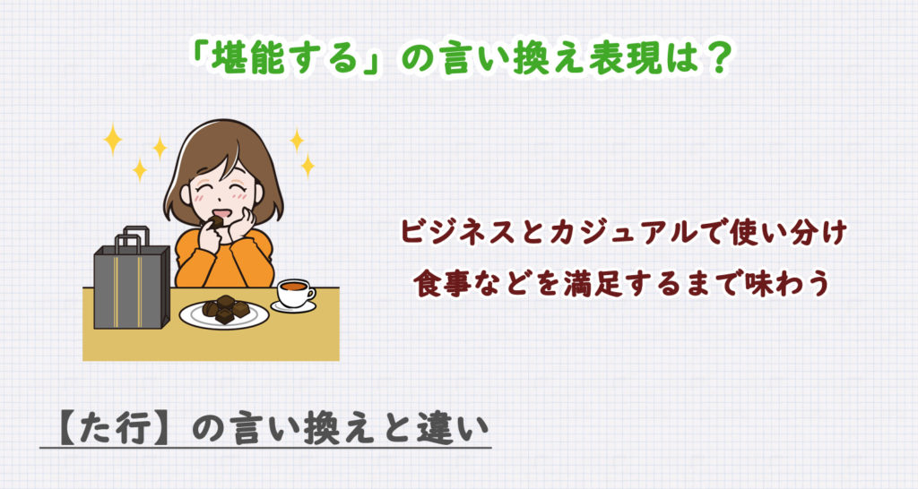 堪能するの言い換え表現は？ビジネス・カジュアル別に解説！