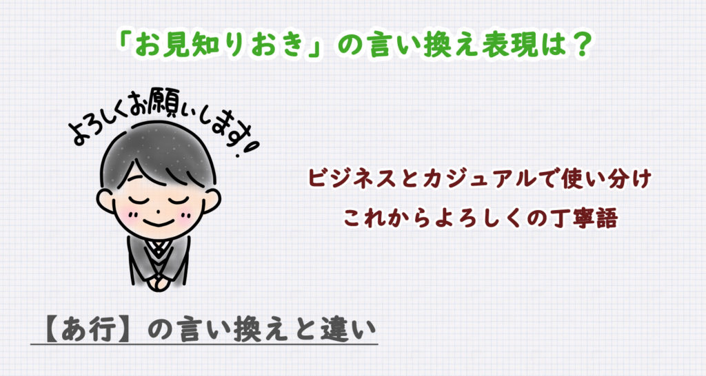 お見知りおきの言い換え表現は？ビジネス・カジュアル別に解説！