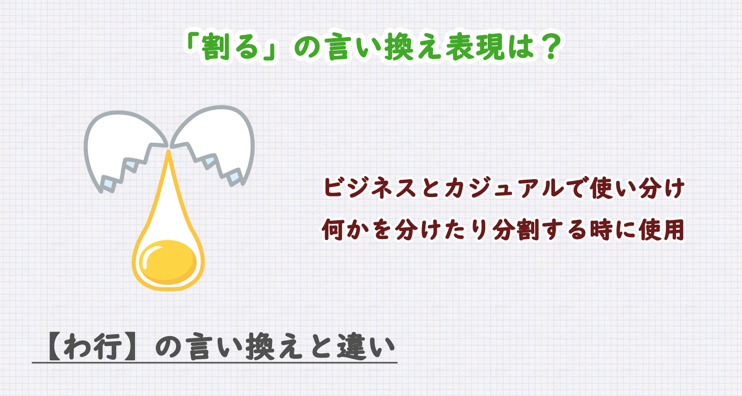「割る」の言い換え表現は？ビジネス・カジュアル別に解説！