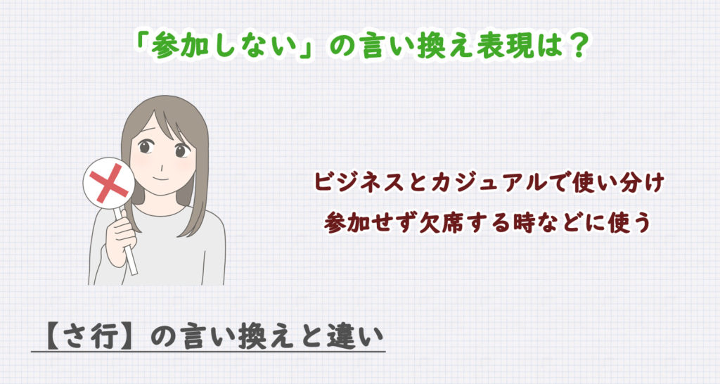 参加しないの言い換え表現は？ビジネス・カジュアル別に解説！