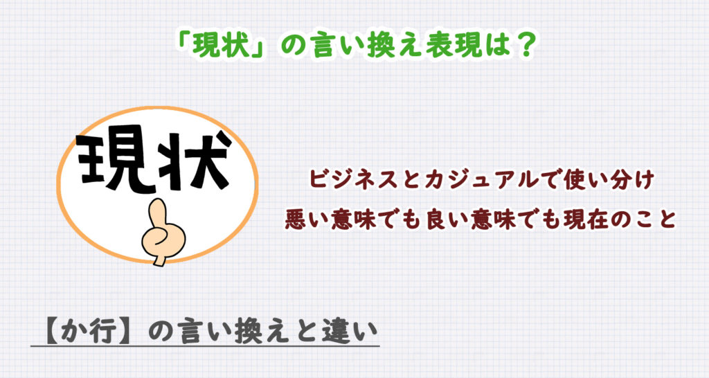 「現状」の言い換え表現は？ビジネス・カジュアル別に解説！