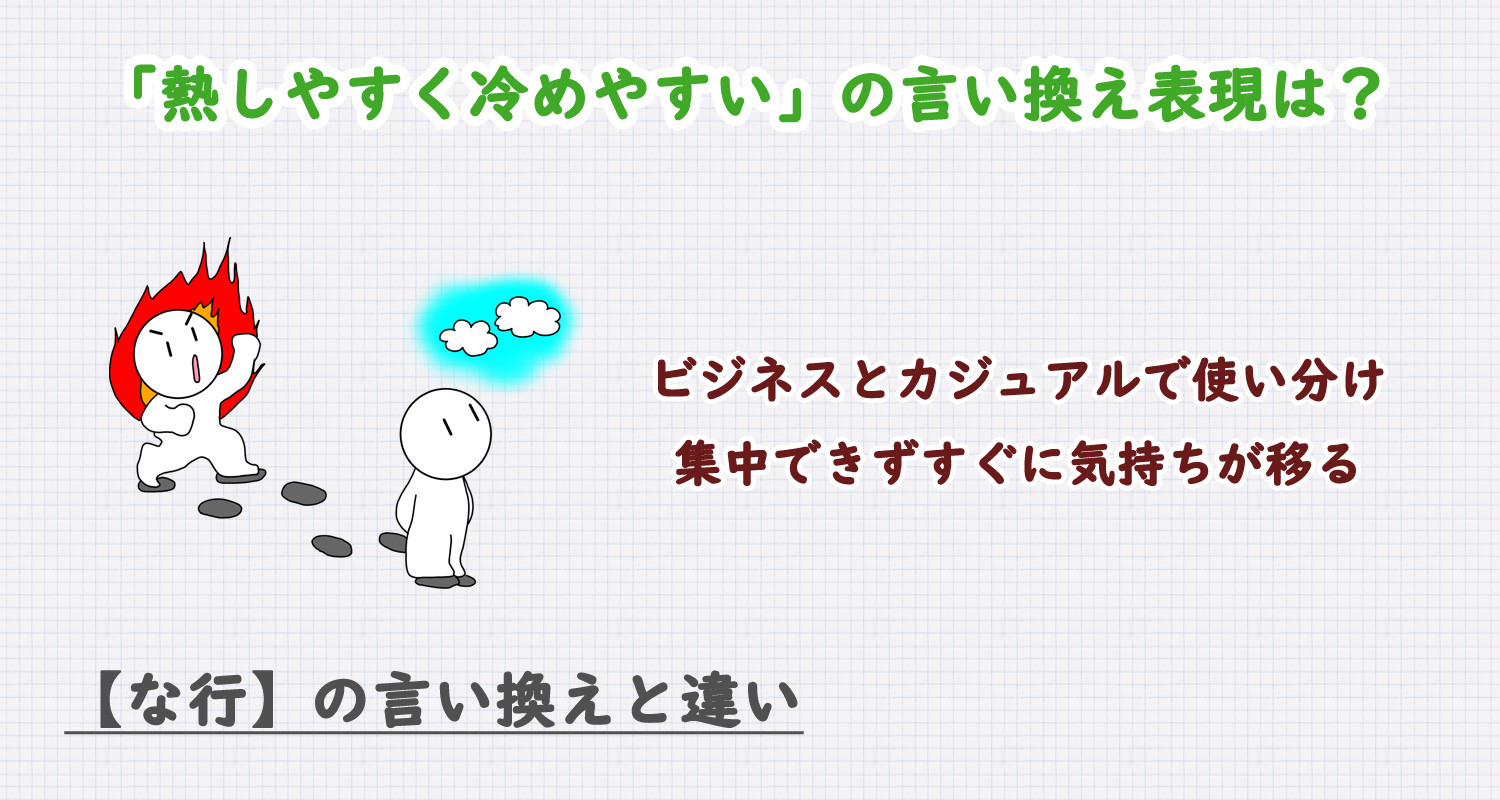熱しやすく冷めやすいの言い換えは？ビジネス・カジュアル別に解説！