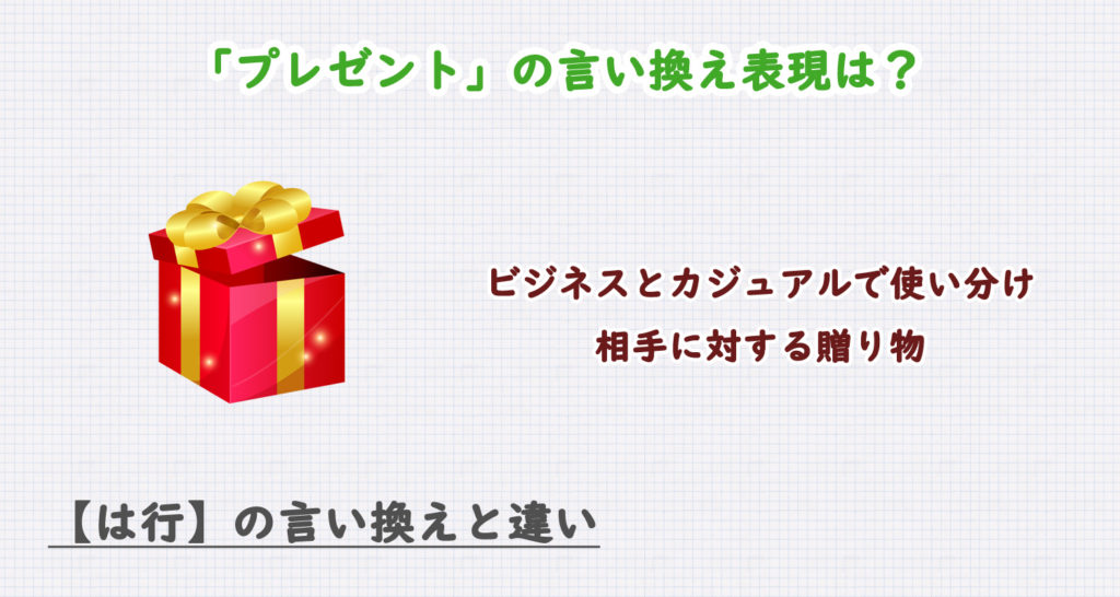 プレゼントの言い換え表現は？ビジネス・カジュアル別に解説！