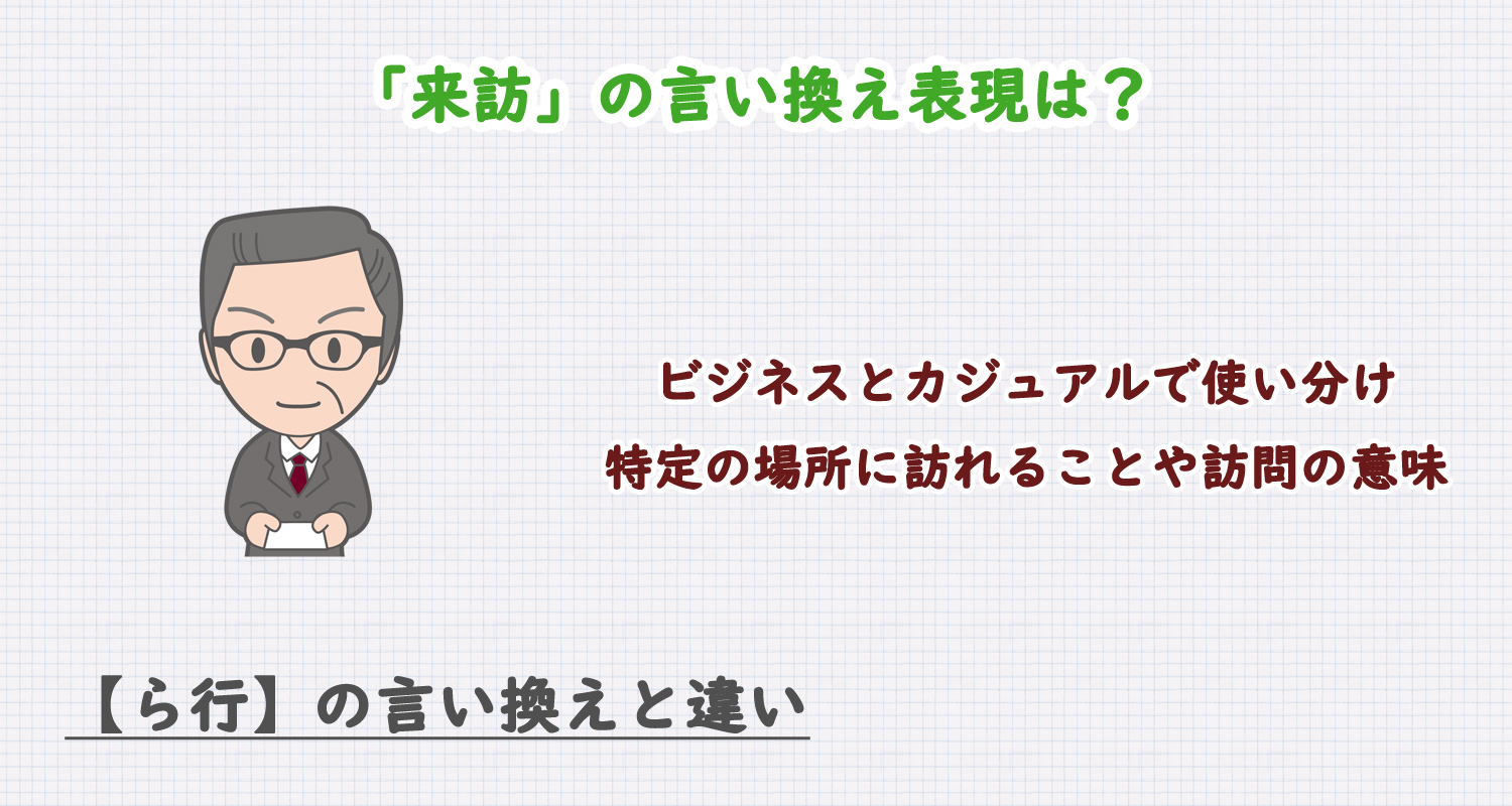 「来訪」の言い換え表現は？ビジネス・カジュアル別に解説
