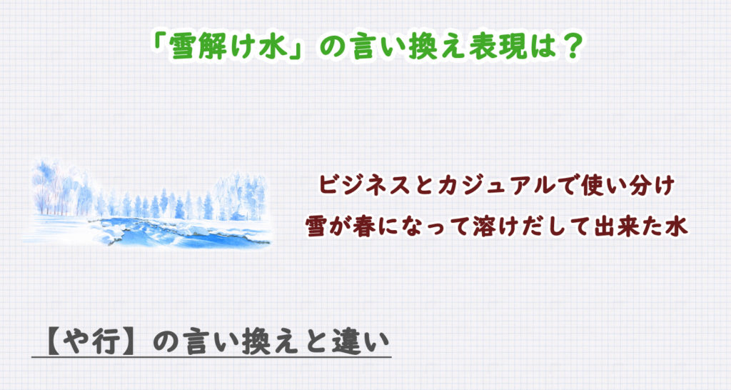 「雪解け水」の言い換え表現は？ビジネス・カジュアル別に解説！