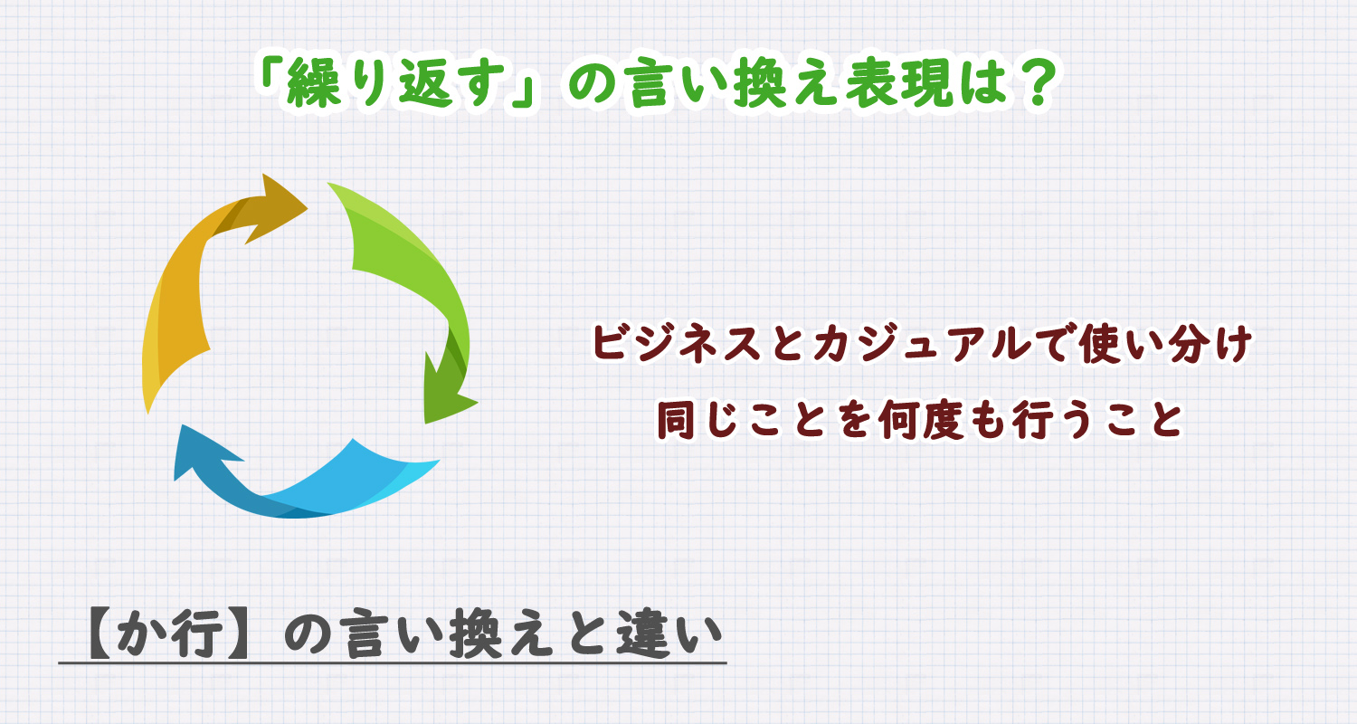 繰り返すの言い換え表現は？ビジネス・カジュアル別に解説！