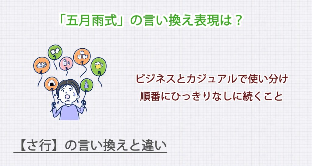 五月雨式の言い換え表現は？ビジネス・カジュアル別に解説！