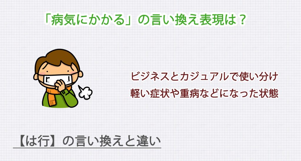 病気にかかるの言い換え表現は？ビジネス・カジュアル別に解説！