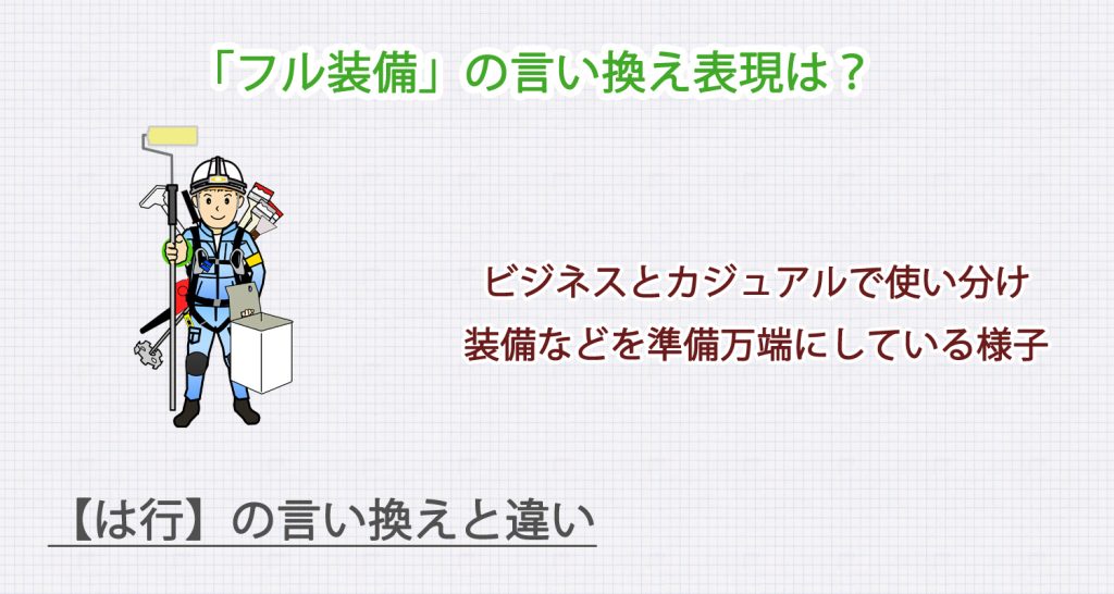 「フル装備」の言い換え表現は？ビジネス・カジュアル別に解説！