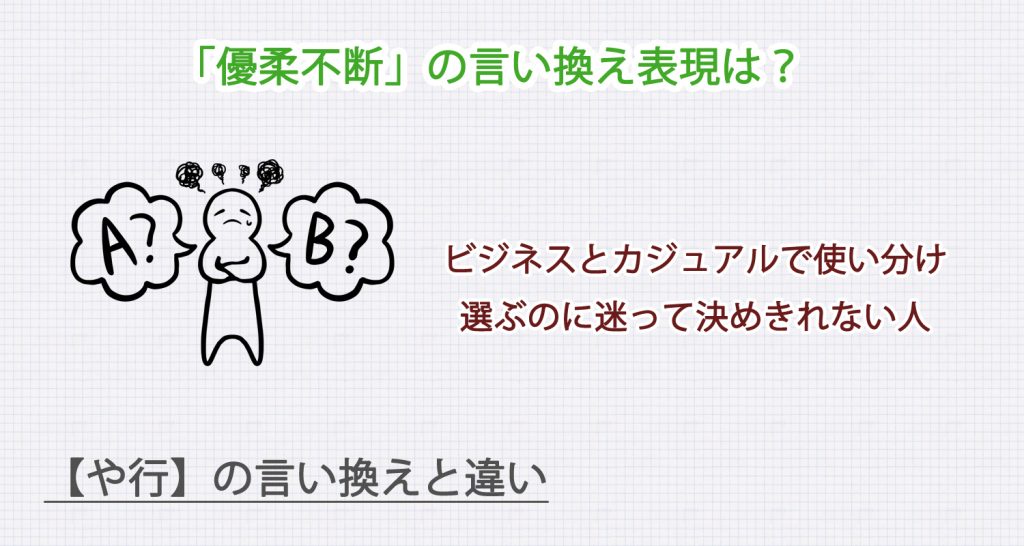 優柔不断の言い換え表現は？ビジネス・カジュアル別に解説！