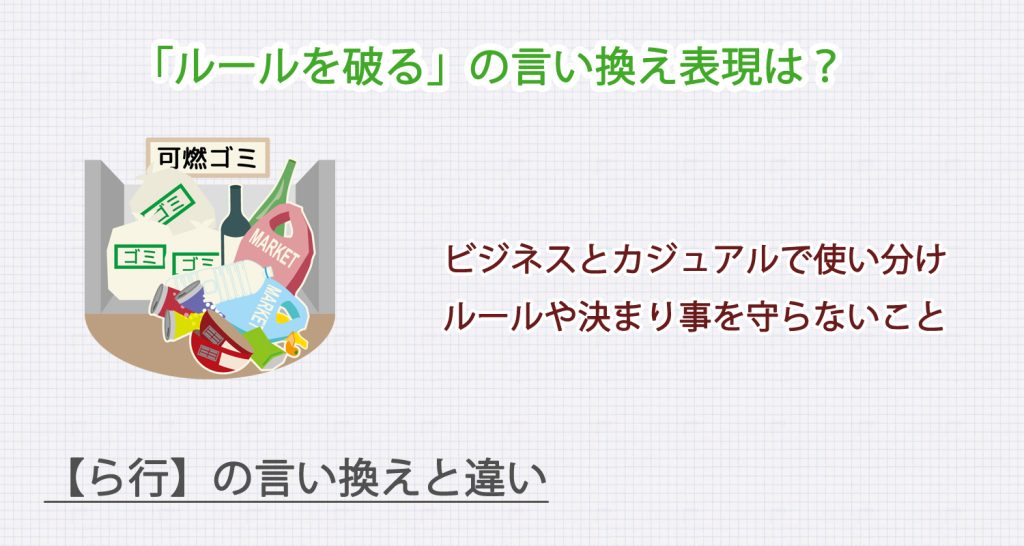 ルールを破るの言い換え表現は？ビジネス・カジュアル別に解説！