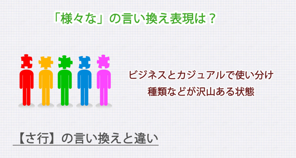 「様々な」の言い換え表現は？ビジネス・カジュアル別に解説！