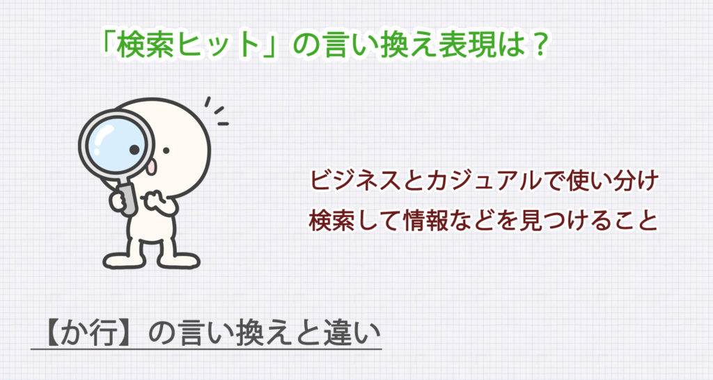 検索ヒットの言い換え表現は？ビジネス・カジュアル別に解説！
