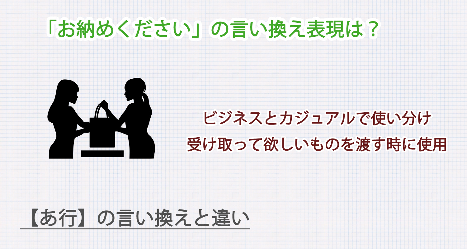お納めくださいの言い換え表現は？ビジネス・カジュアル別に解説！