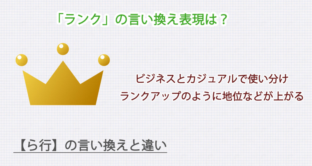「ランク」の言い換え表現は？ビジネス・カジュアル別に解説！