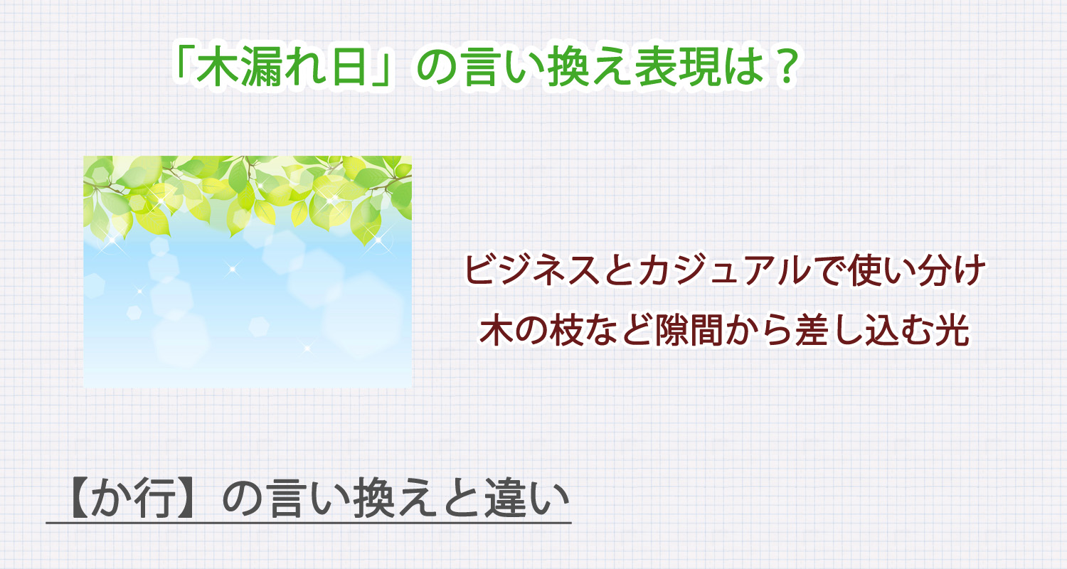 木漏れ日の言い換え表現は？ビジネス・カジュアル別に解説！